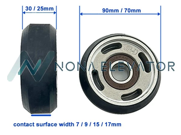 Toshiba Elevator Guide Shoe Roller 70x25x6202 90x30x6202 Polyurethane Roller with 6202 Bearing Toshiba Elevator Guide Shoe Roller 70x25x6202 90x30x6202 Polyurethane Roller with 6202 Bearing